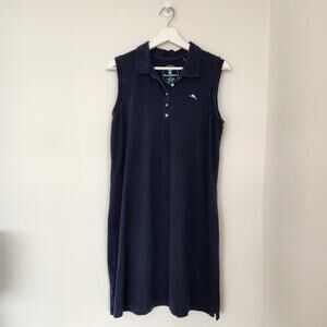 Tommy Bahama Navy Sleeveless Polo Collar Tank Shift T-Shirt Dress L